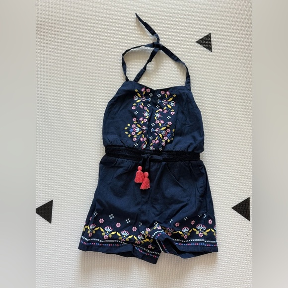 Isaac Mizrahi Other - Isaac Mizrahi|Baby girl navy cotton halter romper,summer style•••floral detail